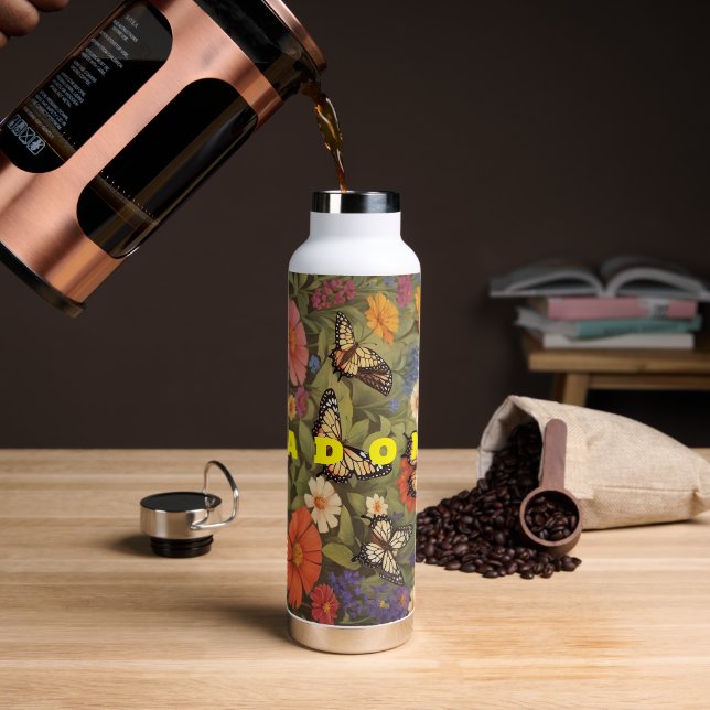 Wildflower With Butterfly Garden Water Bottle (Coffee)