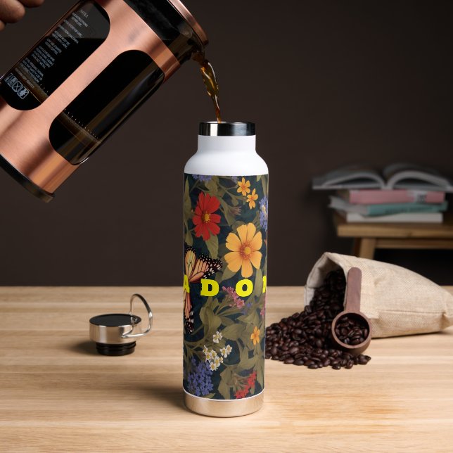 Wildflower With Butterfly Garden Water Bottle (Coffee)