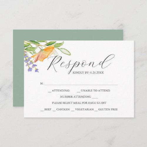 Wildflower with Meal Choice RSVP Cards