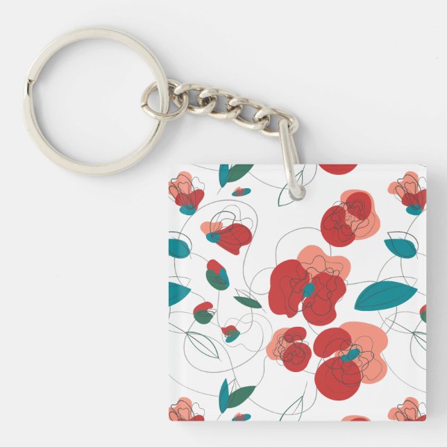 Wildflower Wonderland | Stylized Flowers pattern Keychain (Front)