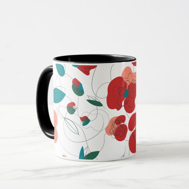 Wildflower Wonderland | Stylized Flowers pattern Mug (Front Left)