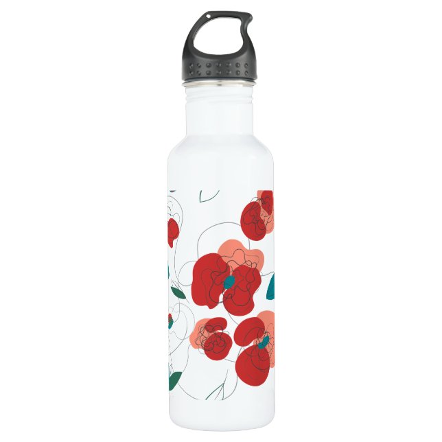 Wildflower Wonderland | Stylized Flowers pattern Stainless Steel Water Bottle (Front)