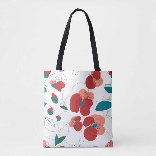 Wildflower Wonderland | Stylized Flowers pattern Tote Bag (Front)