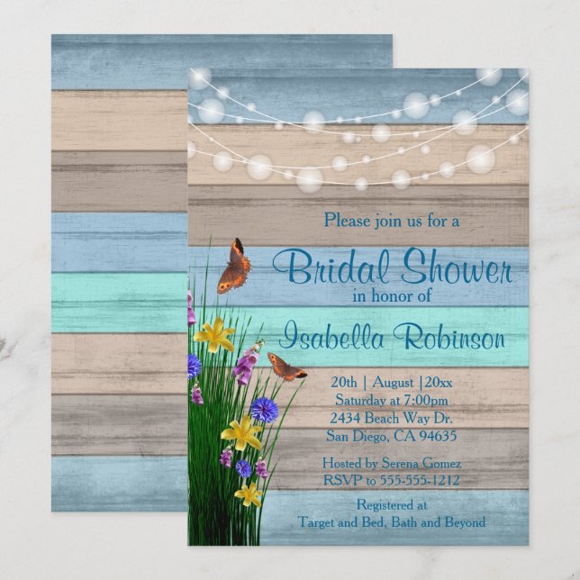 Wildflower Wood Bridal Shower Design Invitation (Front/Back)