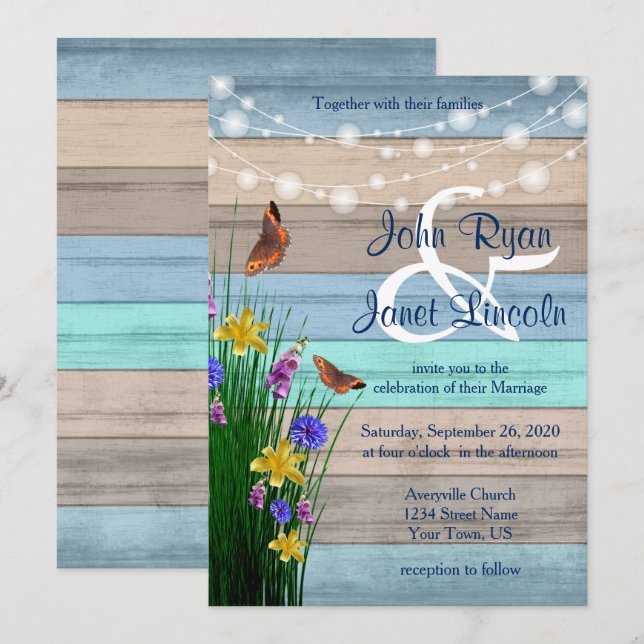 Wildflower Wood Wedding Design Invitation (Front/Back)