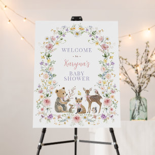 Wildflower Woodland Animals Baby Shower Welcome Foam Board