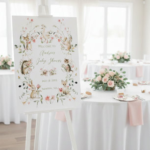 Wildflower Woodland Animals Baby Shower Welcome Foam Board