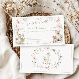 Wildflower Woodland Baby Animals Diaper Raffle Enclosure Card