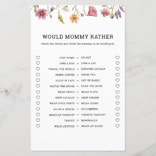 Wildflower Would Mommy Rather Baby Shower Game