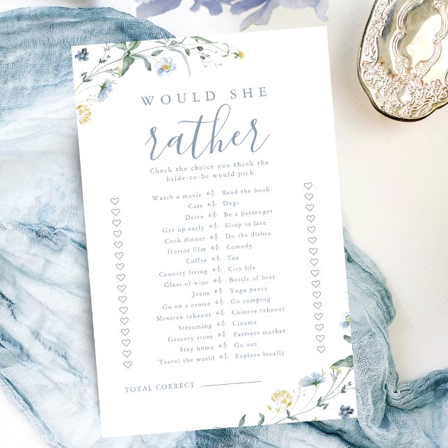 Wildflower would she rather bridal shower game (Wildflower would she rather bridal shower game)