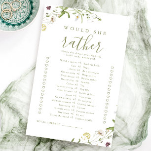 Wildflower would she rather bridal shower game