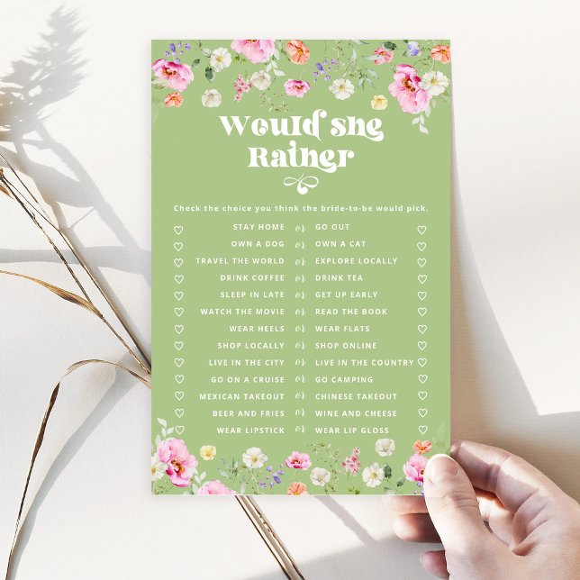 Wildflower Would she rather bridal shower game (Creator Uploaded)