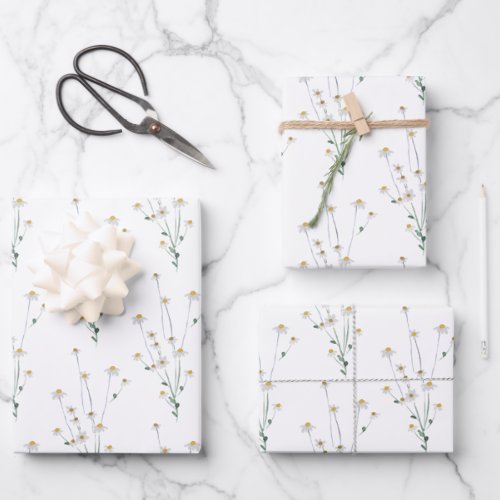 Wildflower Wrapping Paper Flat Sheet Set of 3
