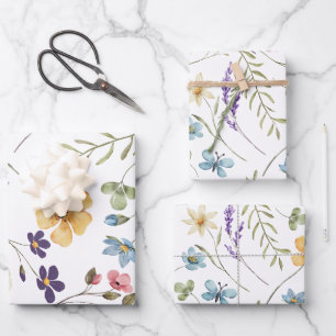 Wildflower wrapping paper sheets