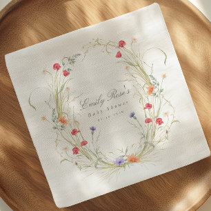 Wildflower Wreath-Baby in Bloom Baby Shower Party Napkins