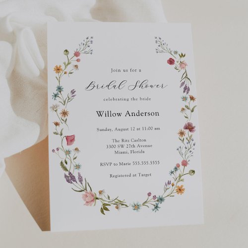 Wildflower Wreath Bridal Shower Invitation