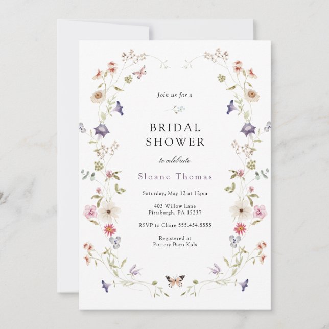 Wildflower Wreath Bridal Shower Invitation (Front)