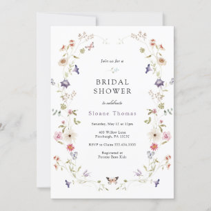Wildflower Wreath Bridal Shower Invitation