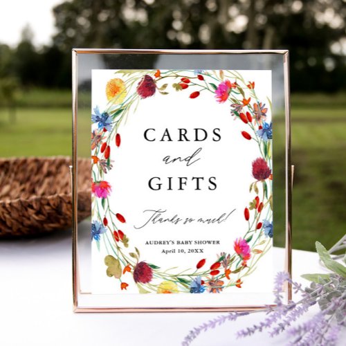 Wildflower Wreath Cards and Gifts Shower Display Poster