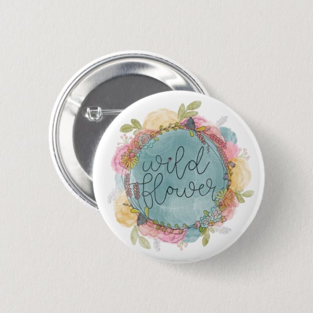 Wildflower Wreath Floral Button (Front & Back)
