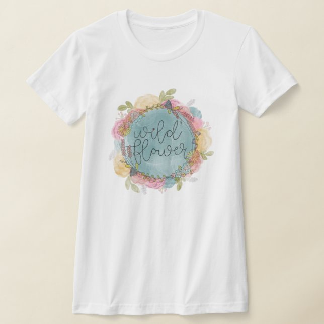 Wildflower Wreath Floral T-Shirt (Laydown)