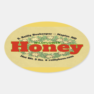 Wildflower Wreath Honey Jar Oval Sticker