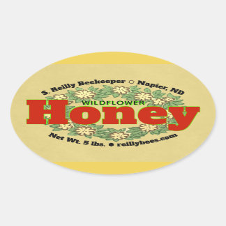 Wildflower Wreath Honey Jar Oval Sticker