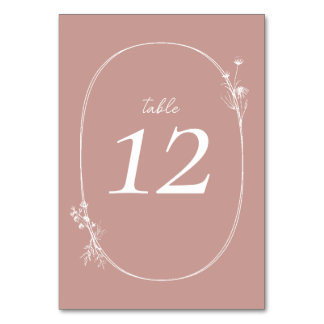 Wildflower Wreath Ivory Wedding Table Number