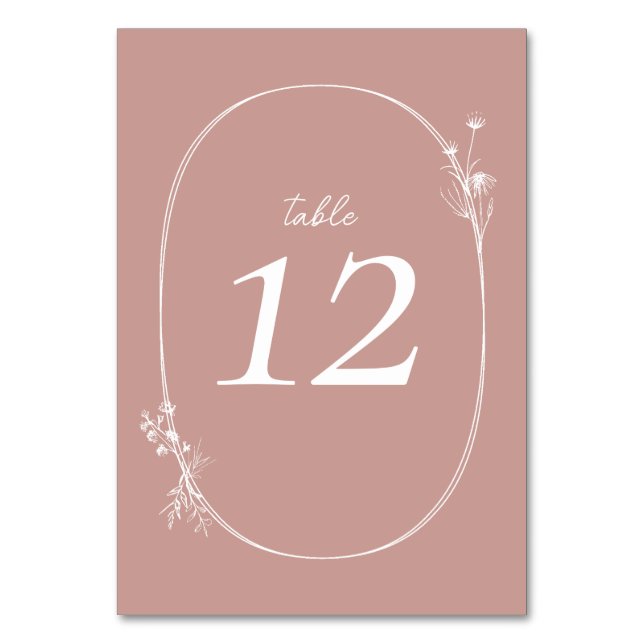 Wildflower Wreath Ivory Wedding Table Number (Front)