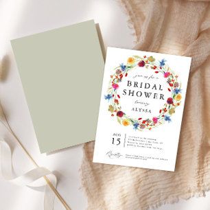 Wildflower Wreath Love in Bloom Bridal Shower Invitation