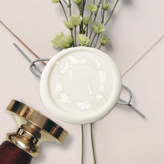 Wildflower Wreath Monogram Initial Boho Wedding Wax Seal Stamp (Creator Uploaded)