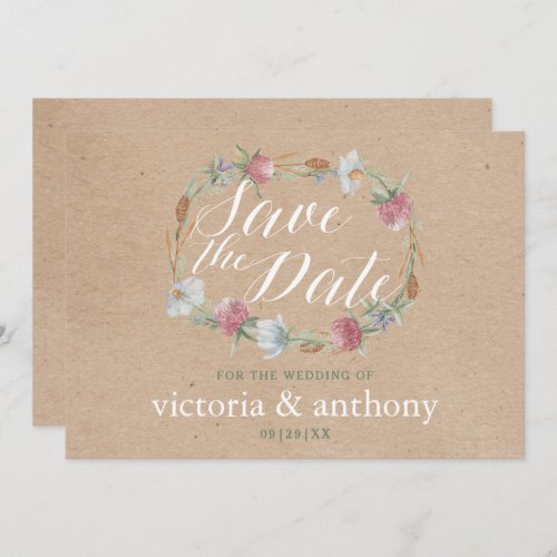 Wildflower Wreath On Kraft Country Save The Date