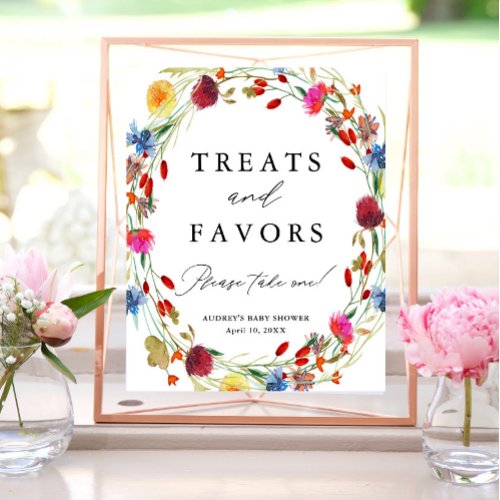 Wildflower Wreath Treats and Favors Shower Display Poster