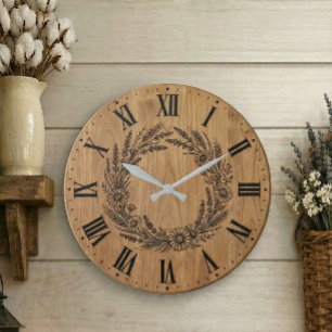 Wildflower Wreath wall clock    Farmhouse Decor 