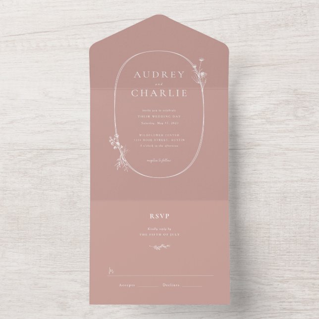 Wildflower Wreath Wedding All in One All In One  Invitation (Inside)