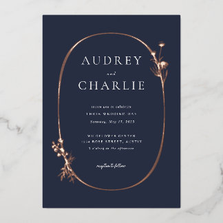 Wildflower Wreath Wedding Foil Invitation