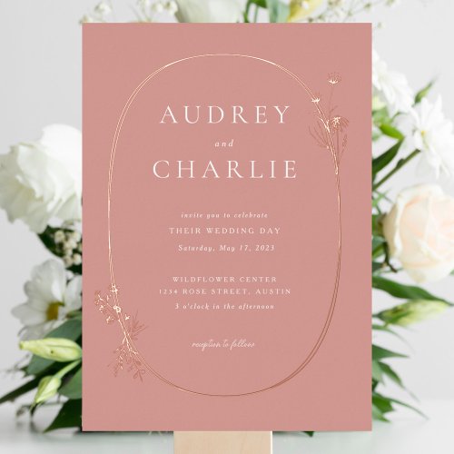 Wildflower Wreath Wedding Foil Invitation