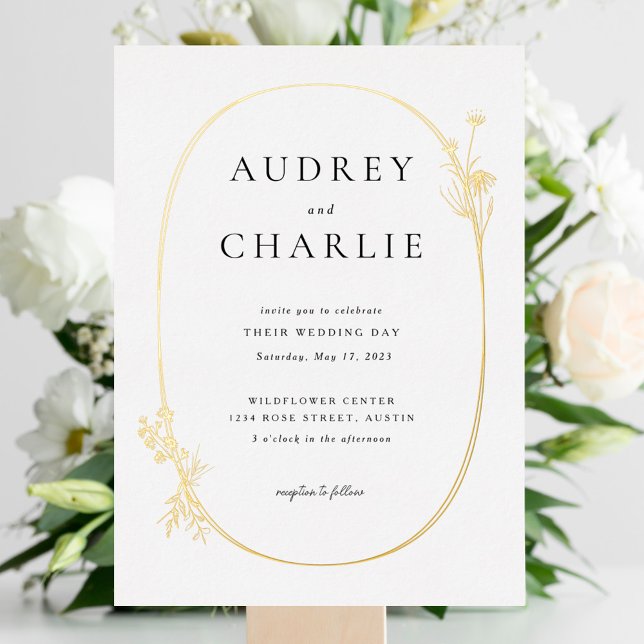 Wildflower Wreath Wedding  Foil Invitation (Creator Uploaded)