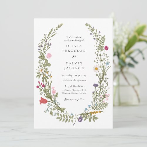 Wildflower Wreath Wedding Invitation