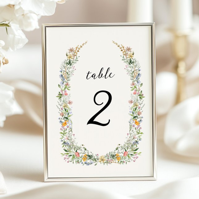 Wildflower Wreath Wedding Table Number (Creator Uploaded)