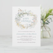 Wildflower Wreath with Butterfly | Baby Sprinkle Invitation (Standing Front)