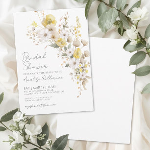 Wildflower Yellow Floral Bridal Shower Invitation