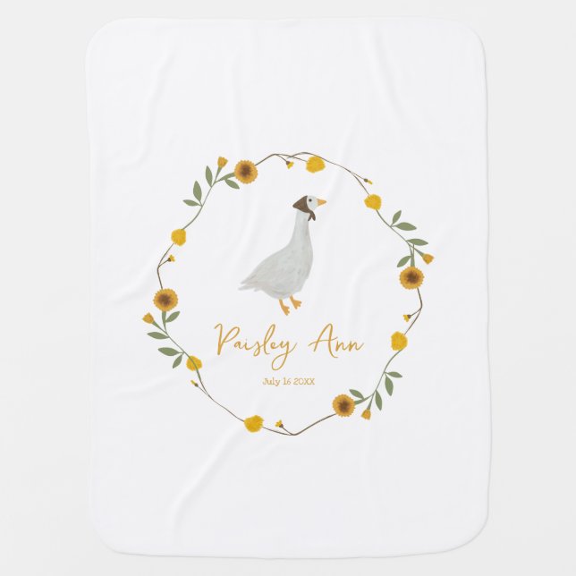 Wildflower Yellow Mother Goose Nursery Custom Baby Blanket (Front)