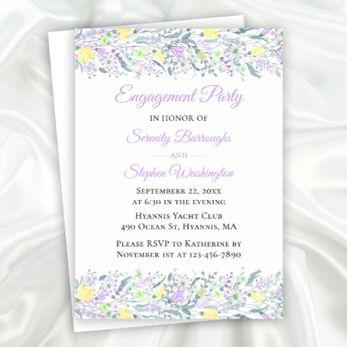 Wildflower Yellow Purple Summer Floral Engagement Invitation