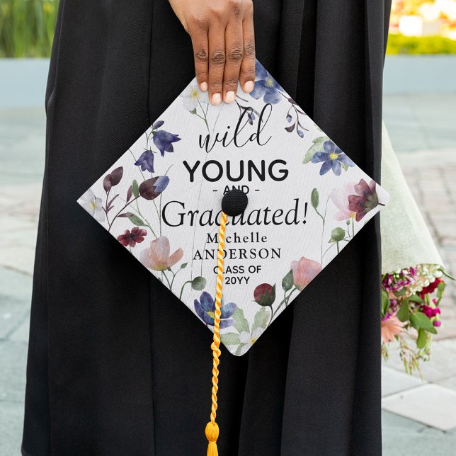 Wildflower 'Young, Wild & Graduated' Graduate  Graduation Cap Topper (Creator Uploaded)