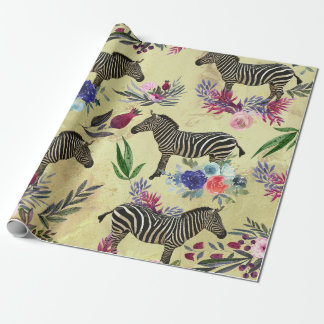 Wildflower Zebra Wrapping Paper