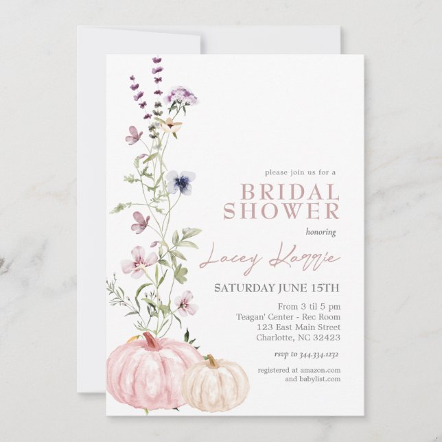 WildflowerBridal Shower invitation, Pumpkin  Invitation (Front)