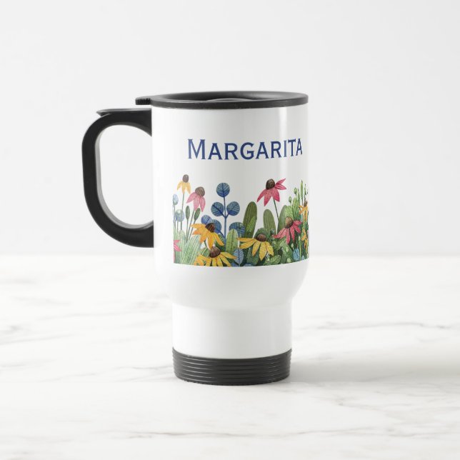 Wildflowers 15oz White or Stainless Steel Travel Mug (Left)
