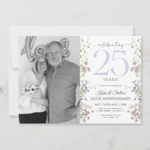 Wildflowers 25th Anniversary Invitation With Photo