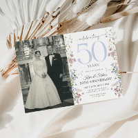 Wildflowers 50th Anniversary Invitation With Photo